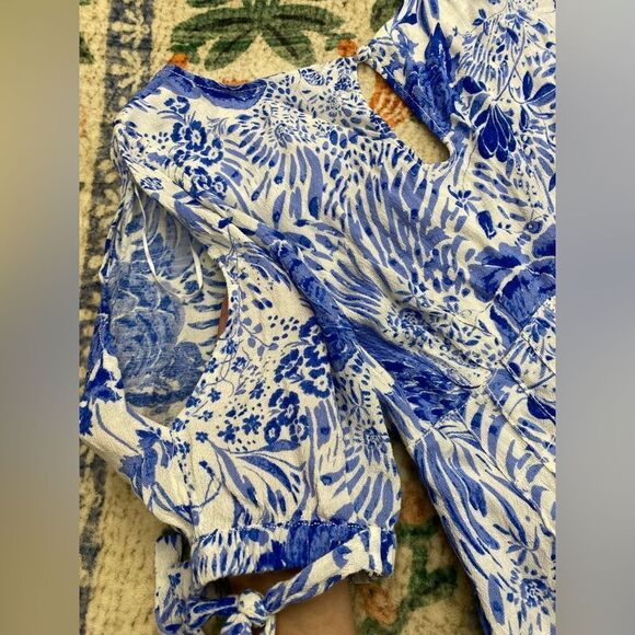 Free People Forever Always Floral Midi Dress Cold Shoulder Boho Size 2 - Picture 14 of 14